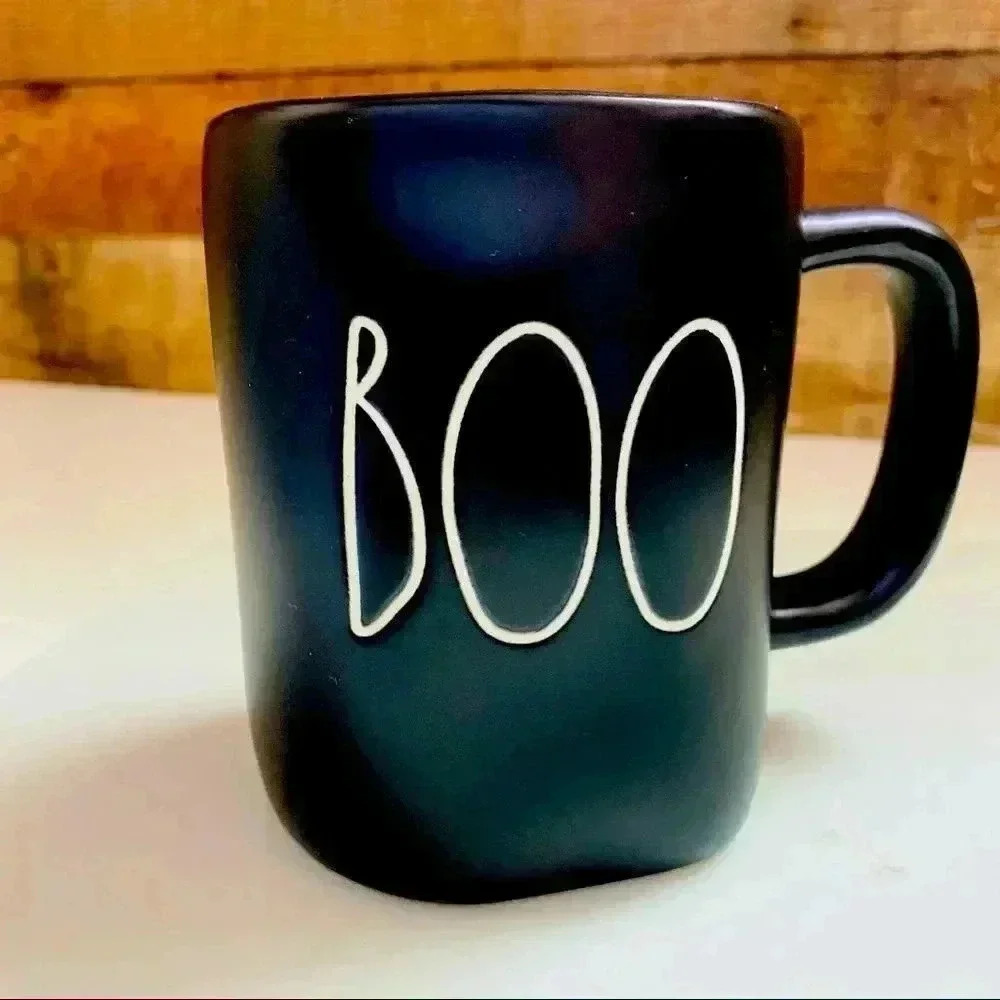 NWOT Rae Dunn Black Matted Halloween Boo Mug